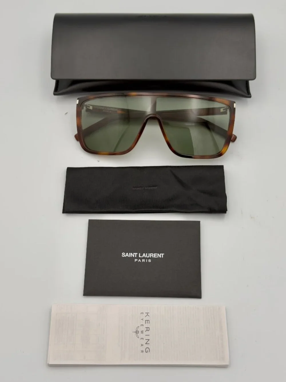 Saint Laurent SL 364 MASK 002 Havana Green Sunglasses Unisex YSL w/ Case